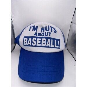 Vintage “I’m Nuts About Baseball” Hat | Adjustable Back | Blue & White